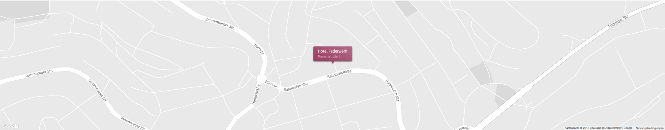 Skizzenhafte Straßenkarte mit Lageplan des Hotel Federwerk