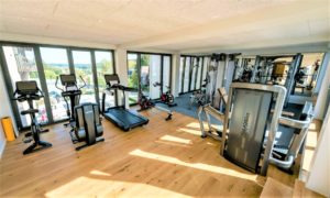 Foto Fitnessraum Hotel Federwerk Foto des Fitnessraums im Hotel Federwerk mit verschiedenen Fitnessgeräten